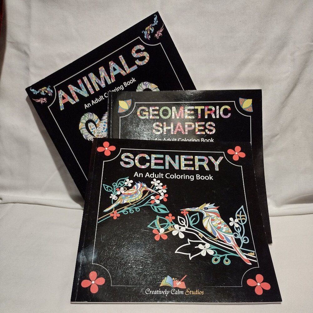 3 Adult Coloring Book Set